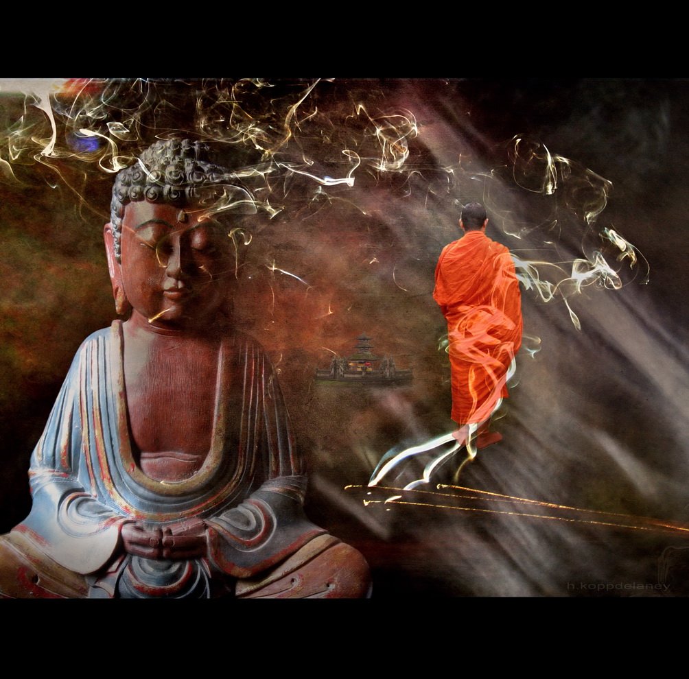 Buddha and monk picture